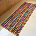 ATRANGI STUDIO Stripe Weave Jute Rug | Handwoven Braided Design Mat | Rectangular Floor Rug for Living Room, Bedroom, Reading Corner | Boho Home Decor | 20x55 inch, Multicolour