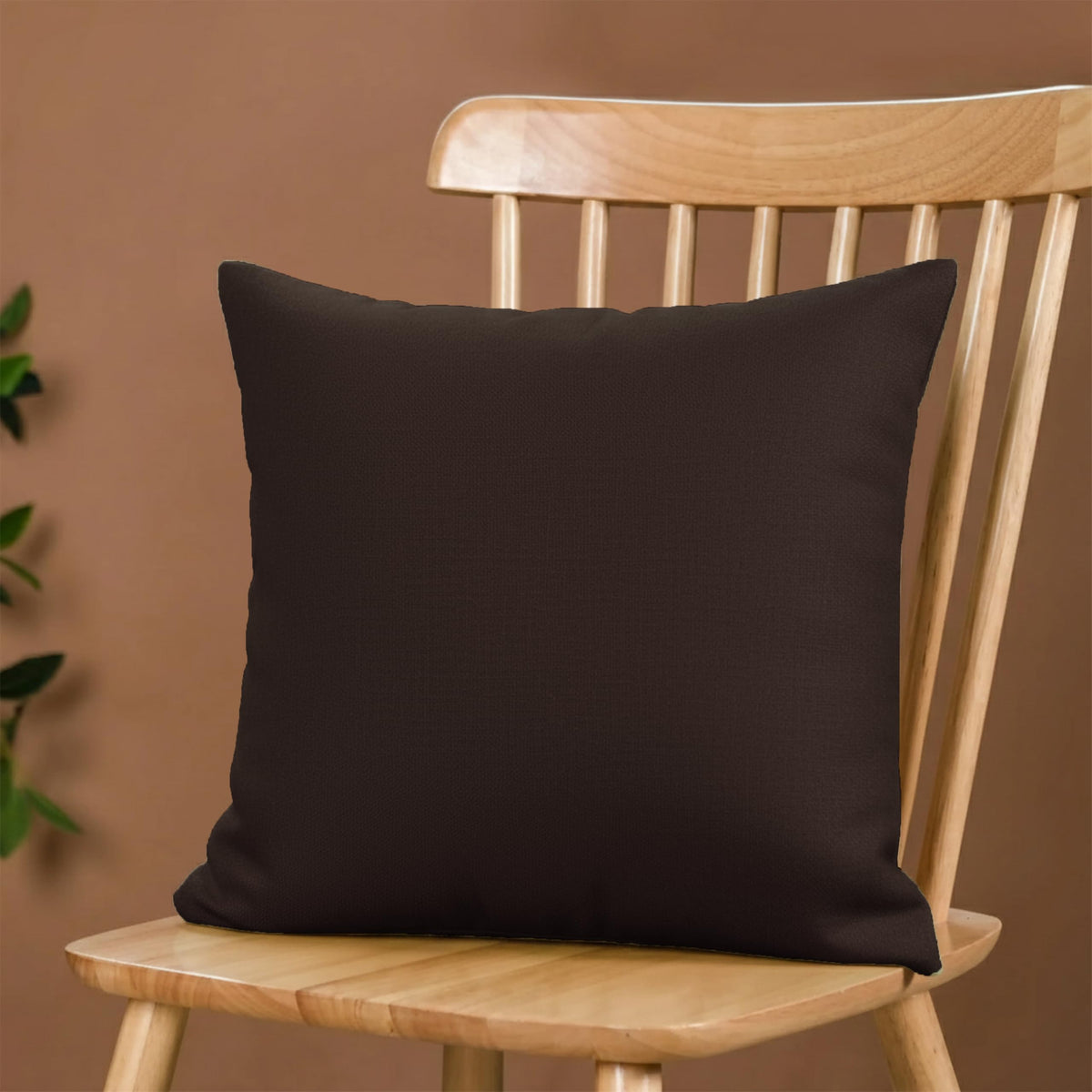 Yellow Weaves Cotton Canvas Decorative Cushion Covers, (16 X 16 Inches), Set of 3, Coffee