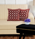 DECOMIZER Jacquard Geomteric Cushion Covers 16 Inch X 16 Inch Set Of 2 Ethnic Motifs 240 TC Cushion Covers,Design- Criss-Cross,Color- Maroon