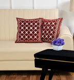 DECOMIZER Jacquard Geomteric Cushion Covers 16 Inch X 16 Inch Set Of 2 Ethnic Motifs 240 TC Cushion Covers,Design- Criss-Cross,Color- Maroon