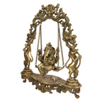 ARTVARKO Brass Lord Ganesha Bhagwan Swing Ganesh Ganpati on Jhoola Jhula with Kirtimukha at Top for Home Décor Office Gift Height 18 Inch