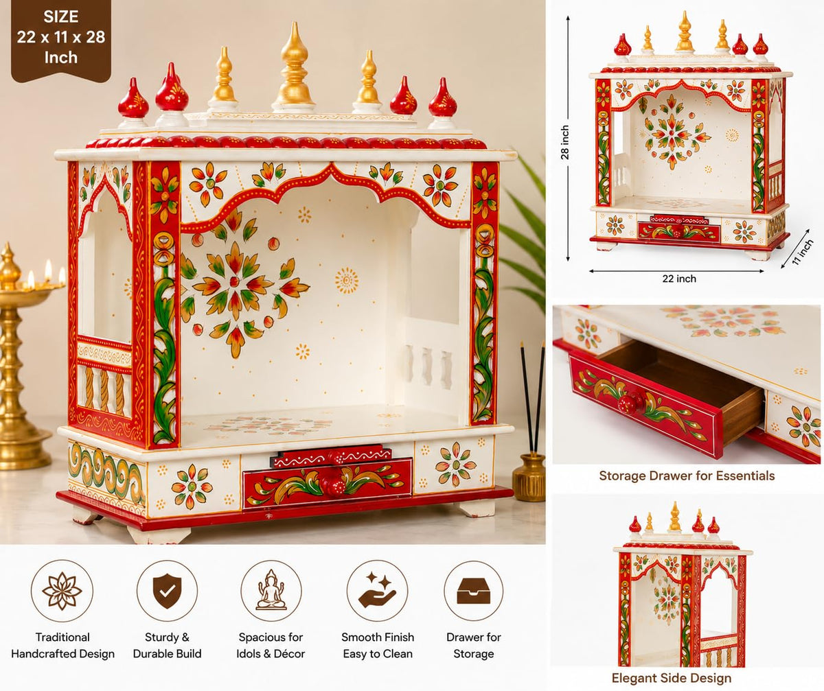 Kamdhenu art and craft Wooden Temple/Home Temple/Pooja Mandir/Pooja Mandap/Temple for Home (Bal4)