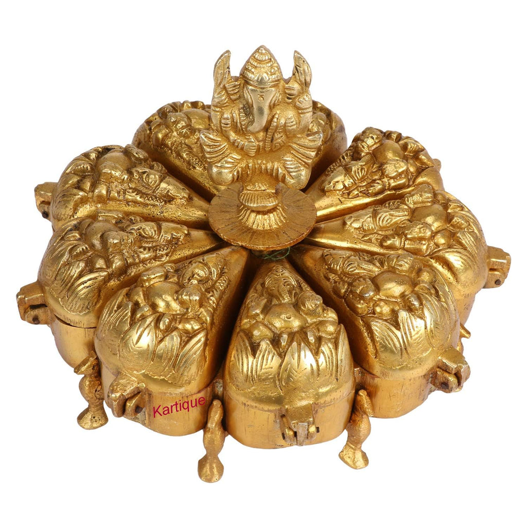Svarup Brass Chopad Ganesha Idol in Gold Color Height 12 Inch Weight 2.4 Kg