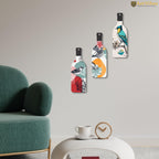 Artvibes Birds on Branch Decor Bottle shaped Wooden Wall Hanging | Living Room | Office | Cafe | Painting Wall Decor | Handcrafted Art | Aesthetic Wooden Decor | Gift Items (WH_9528N), Set of 3