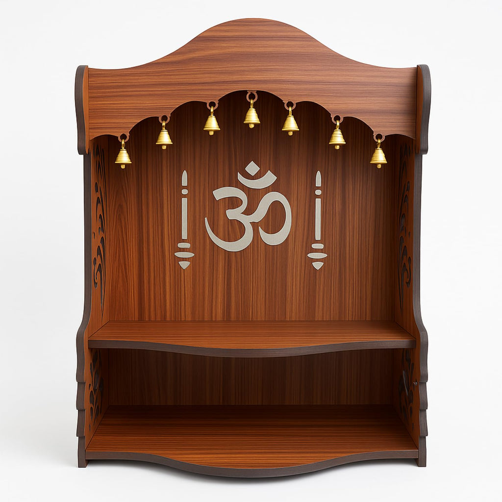HOMEWEY DECOR Wooden Home Temple Handcrafted Support Heavy Idols Luxurious Finish Pooja Mandir for Home and Office Wall Mount for Room (Design7)