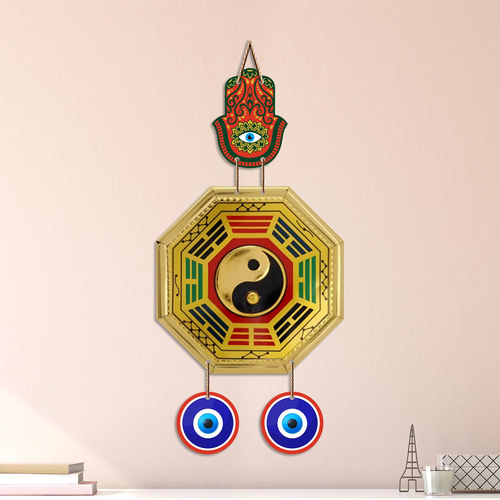 Artvibes Feng Shui Bagua Evil Eye Wall Hanging Decor | Vastu Inspired Protection Ornament for Home Entrance Door | Living Room | Bedroom | Office | Harmony Wealth and Prosperity Gift (WH_85139N)