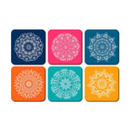 Artvibes Printed MDF Wooden Coasters for Home and Kitchen | Dining Table Decor | Square Coasters | Home Decorative Items | Table Items | Kitchen Decor (Set of 6 | 4x4 Inch)(Mandala Pattern) TC_2001