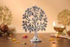 Metal Kalpavriksha Tree for Home Decor - Golden Wish Fulfilling Tree Metal Showpiece for Temple, Vastu, Office Table & Gifting Banyan (No 0 Silver)