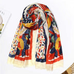 ZALTAS Scarfs for Women Women Fashion Ethnic Floral Fringe Viscose Shawl Lady Wrap Pashmina Stole