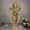 ARTVARKO Astadhatu (8 Metals) Made Shri Nararayn Standing Idol/Brass Made Narayan Stand Idol/Maha Vishnu Bhagwan Brass Idol 13 Inches