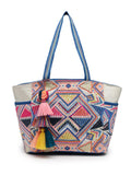 Anekaant Kooky Off White Embroidered Tote Bag For Women | Large Canvas Handbag for Office, Shopping & Travel