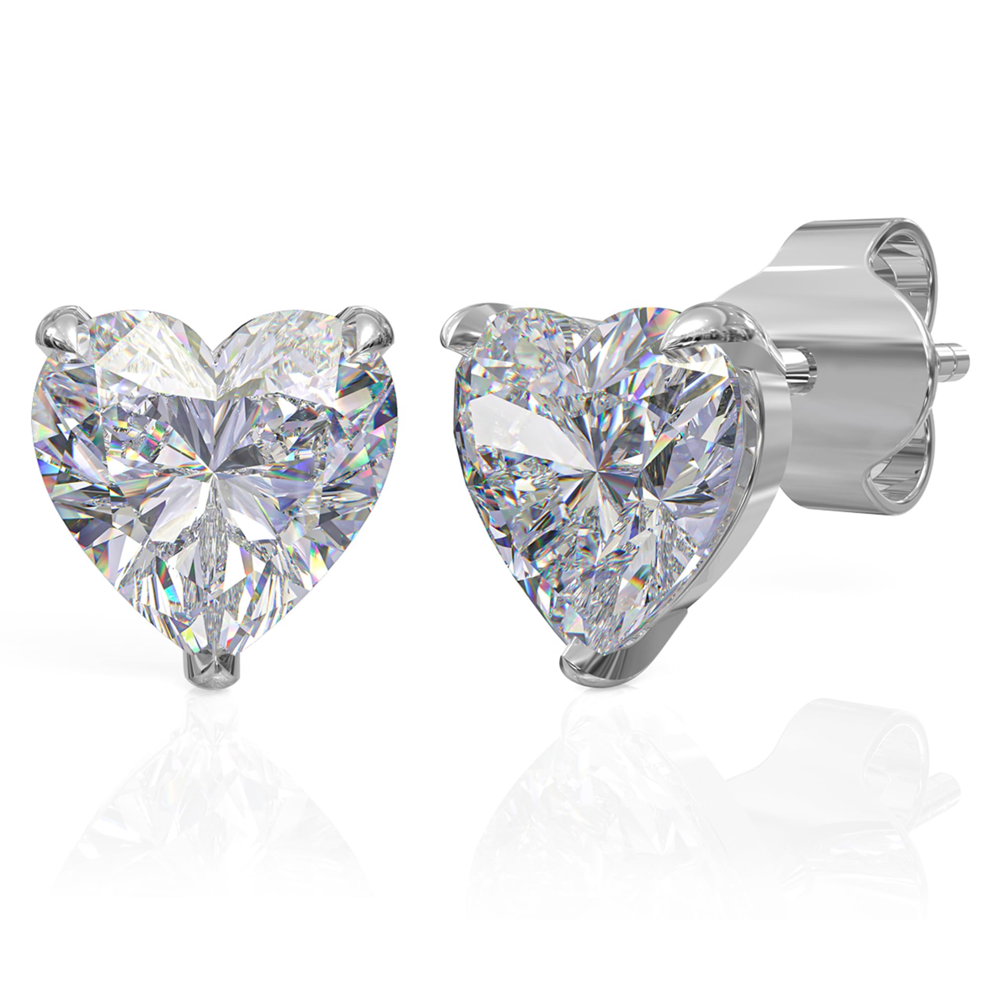 925 Sterling Silver Earrings for Women | Solitaire Stud Earrings | Heart, Oval, Drop & Cushion Designs | Hypoallergenic Fine Jewelry | Lightweight Everyday Wear Gift for Her