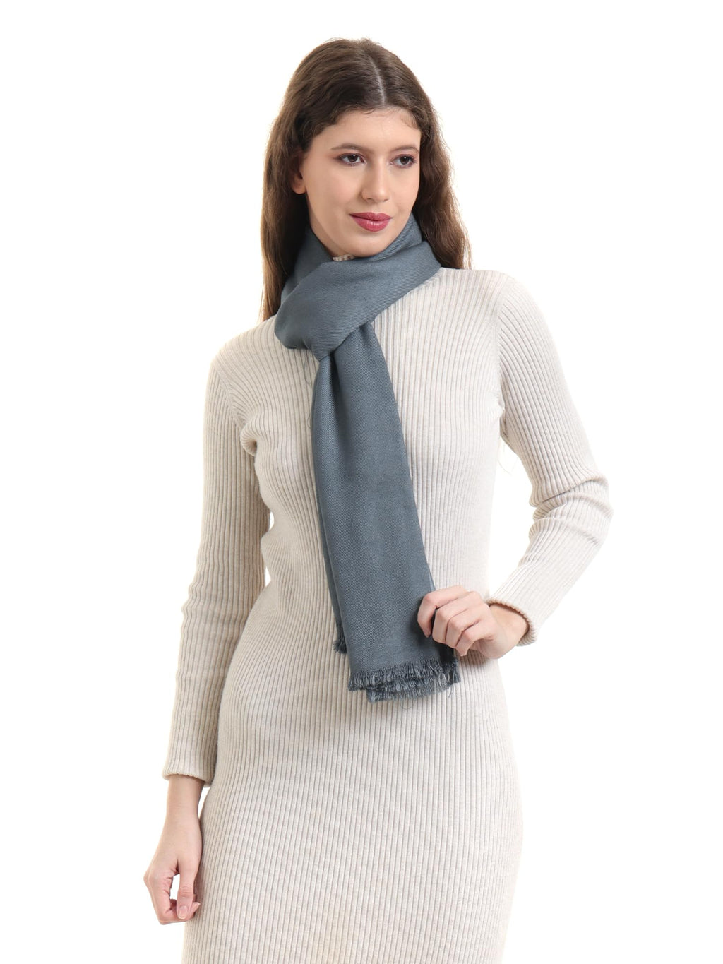 EH Viscose Pashmina Scarf For Women, Twill Weave, Thick, Solid Color Wraps, All Weather, Large, Warm, Very Soft Pashmina Feel Scarves (Steel Grey) For Female