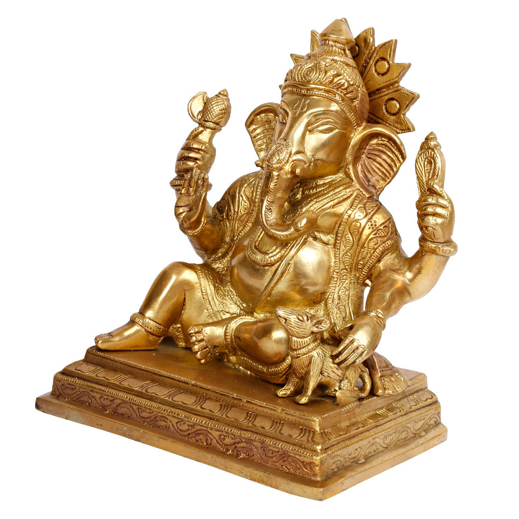 ARTVARKO Lord Ganesh Murti Ganesha Idol Ganpati Bhagwan Brass Statue for Home Entrance Good Luck Vastu Decoration Showpiece and Gift 9 Inches