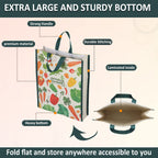 DOUBLE R BAGS Unisex Big Eco Cotton Canvas Shopping BAGS For Carry Milk Grocery Fruits Vegetable With Reinforced Handles Jhola Bag - Kitchen Essential (17X8.5X14-Inches) (VEG-01, Pack Of 1)