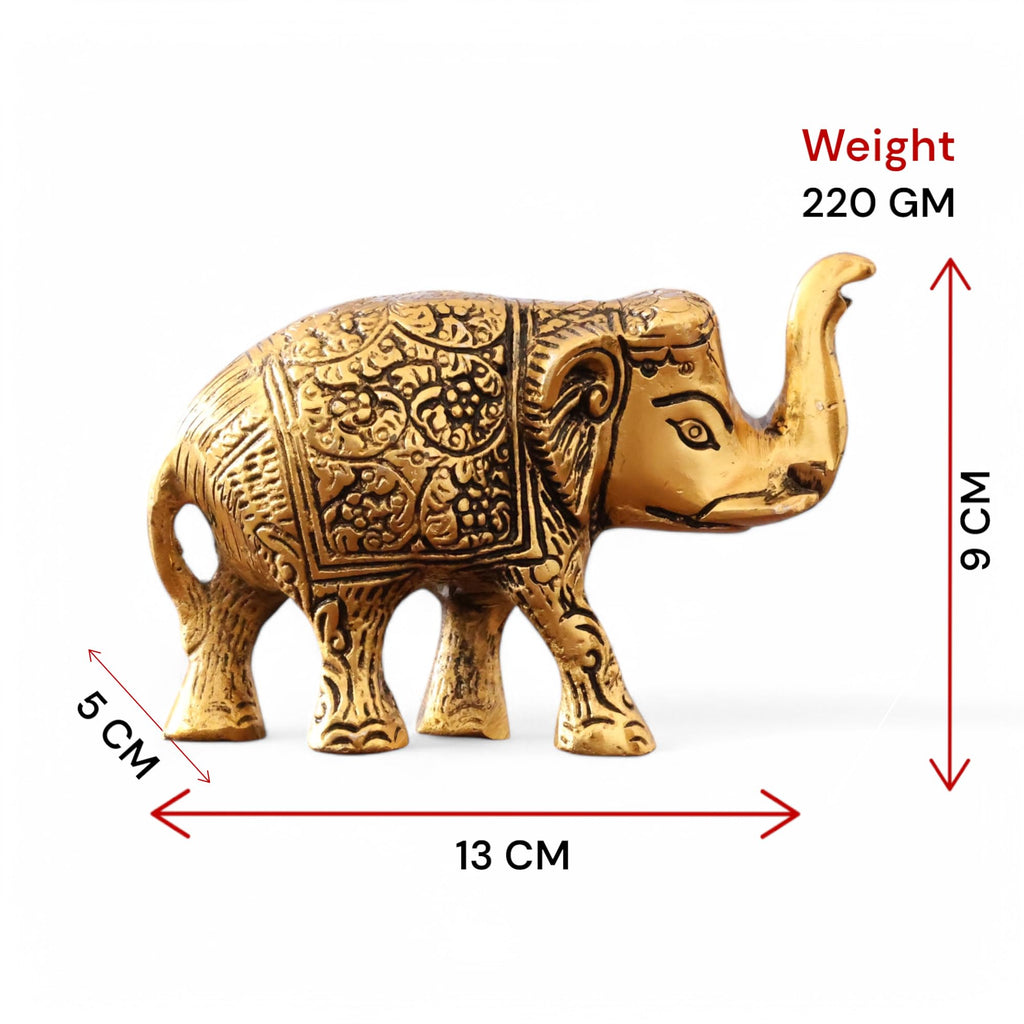 KridayKraft Metal Elephant Statue Small Size Gold Polish 2 pcs Set for Your Home,Office Table Decorative & Gift Article,Animal Showpiece Figurines...
