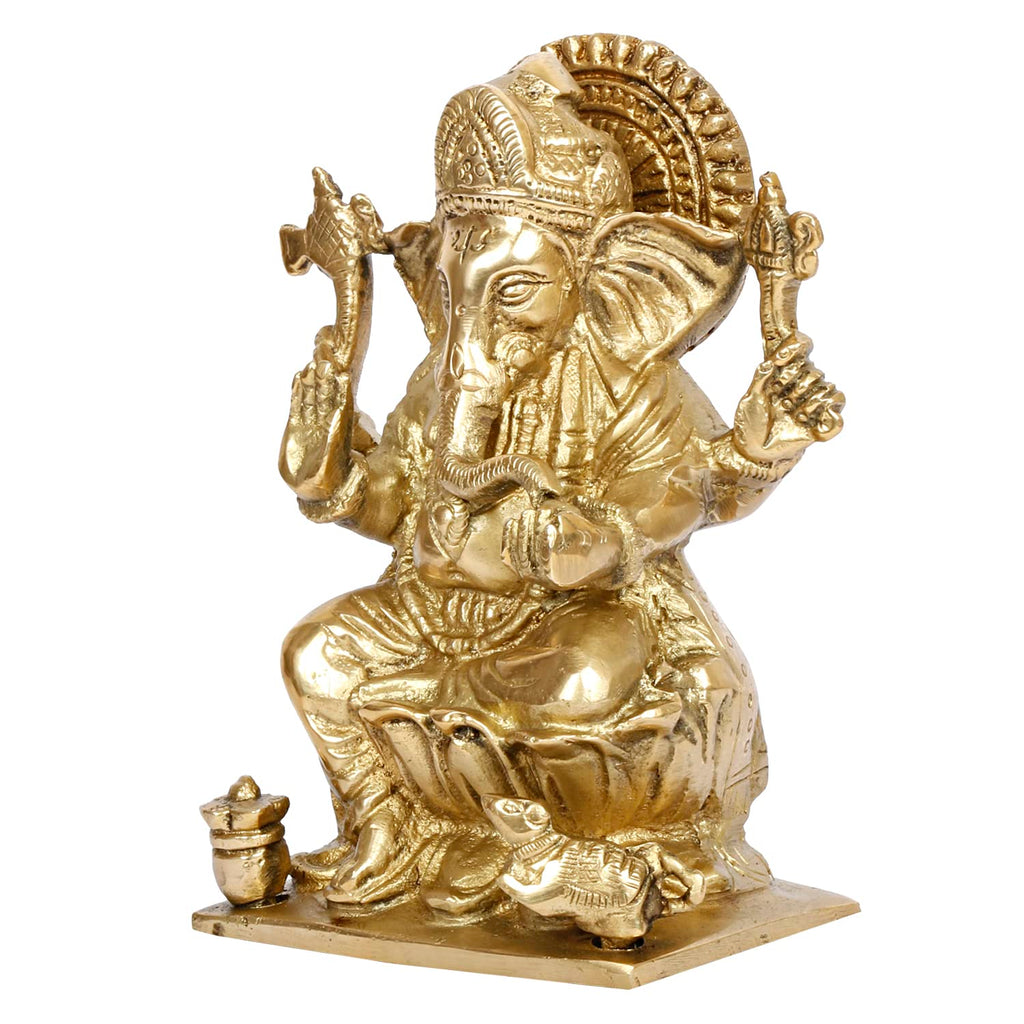 SVARUP Brass Ganesh Bhagwan Idol Ganesha Statue Ganpati Murti for Home Entrance Decor Diwali Gift Height 6.25 Inch