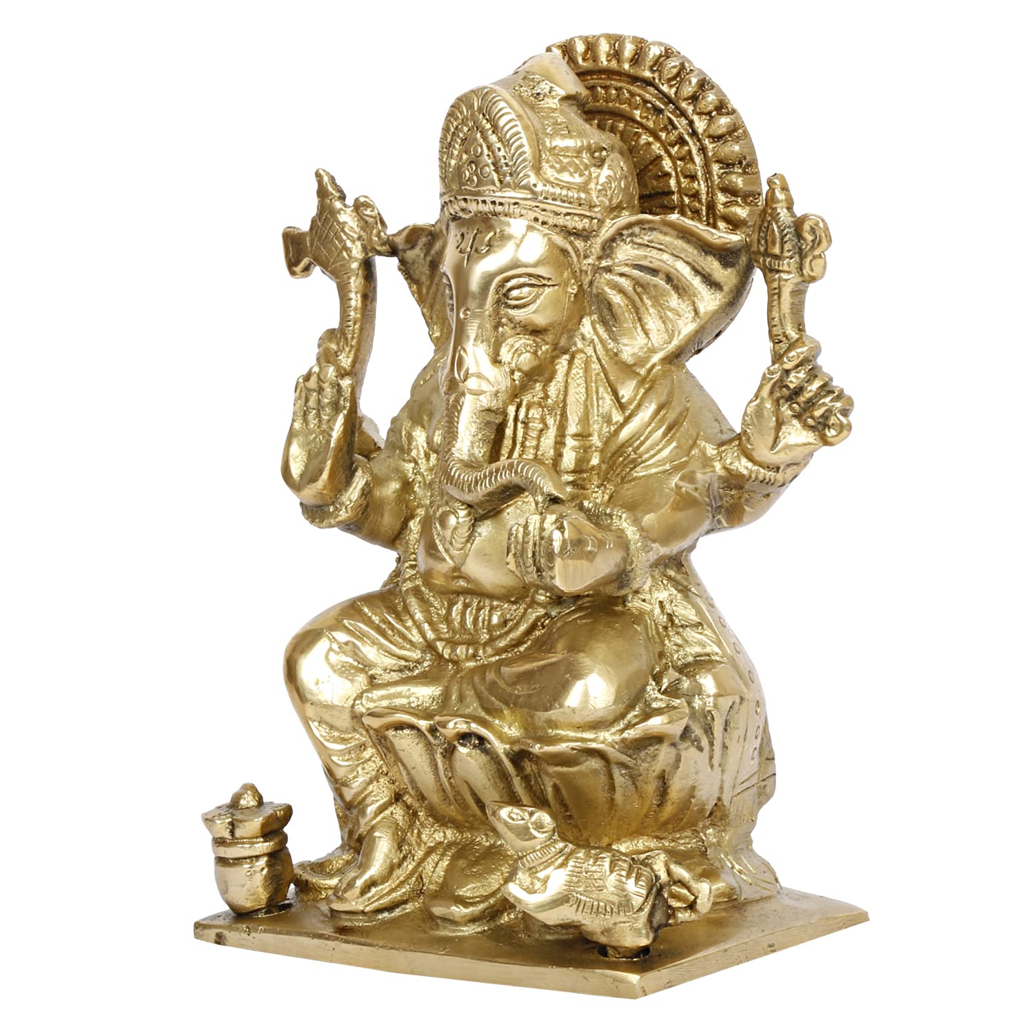 SVARUP Brass Ganesh Bhagwan Idol Ganesha Statue Ganpati Murti for Home Entrance Decor Diwali Gift Height 6.25 Inch