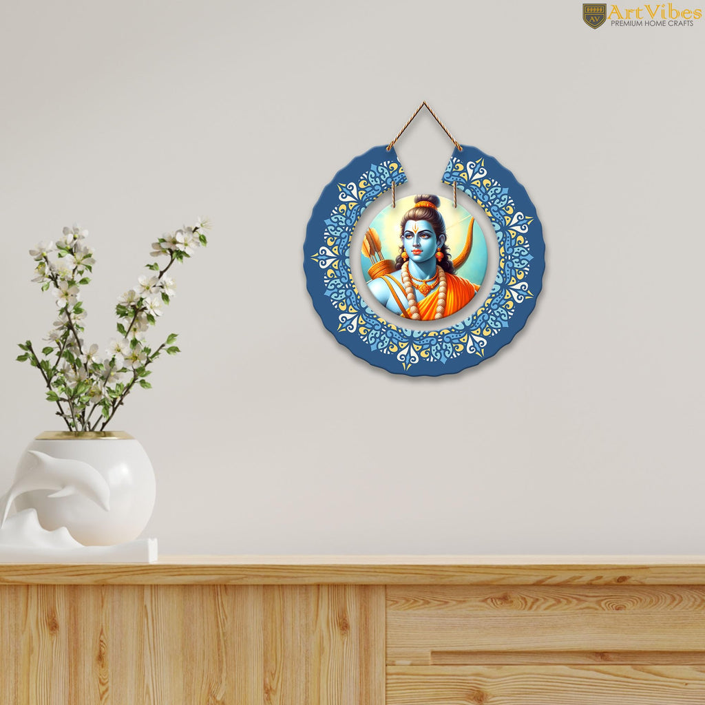 Artvibes Shri Ram Round Shape MDF Wooden Wall Art for Home Decoration | Spiritual Decor Items | Wall Art Paintings | Wall Poster | Wall Accents| Stylish Modern Artwork | Gift Items (WH_9810N)