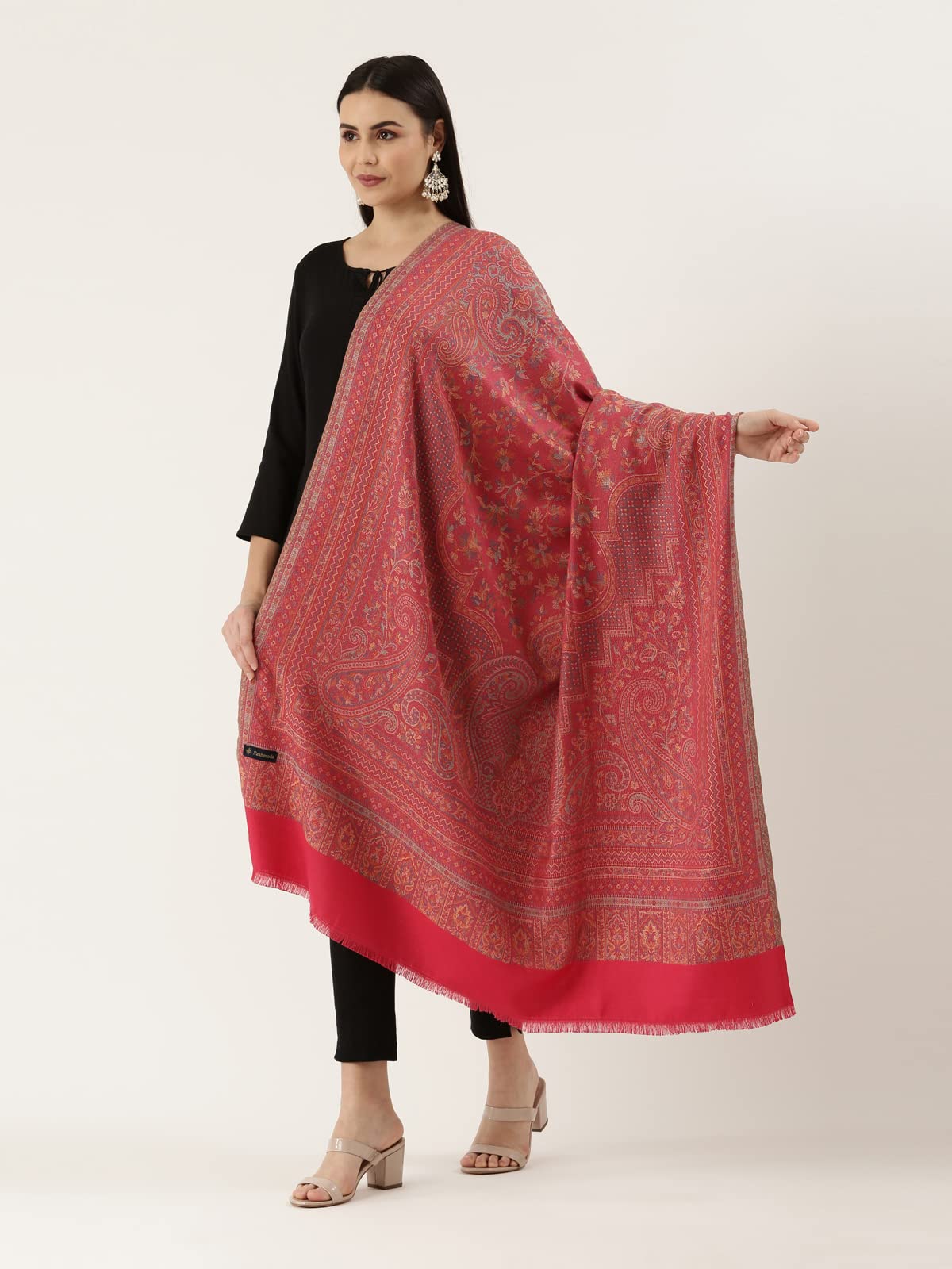 Pashmoda Women Aaraish Kashmiri Royal Paisley Design Jamawar Shawl (Size: 101 X 203 Cms)