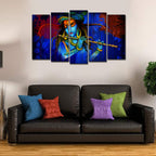 VIBECRAFTS 5 Pieces Shree Krishna Playing Flute Canvas Wall Painting For Home|Office|Living Room|Gift (PTVC5Pcs2_6508)