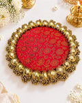 VRB Dec 1 Pcs Handmade Jhumki Platter with Gota Patii for Pooja Decor,Wedding Decoration,Festive Home Décor,Haldi Mehendi Setup,Wedding Gifting Item,Decorative Plates. (6 Inch (15 cm) Jhumki Platter)