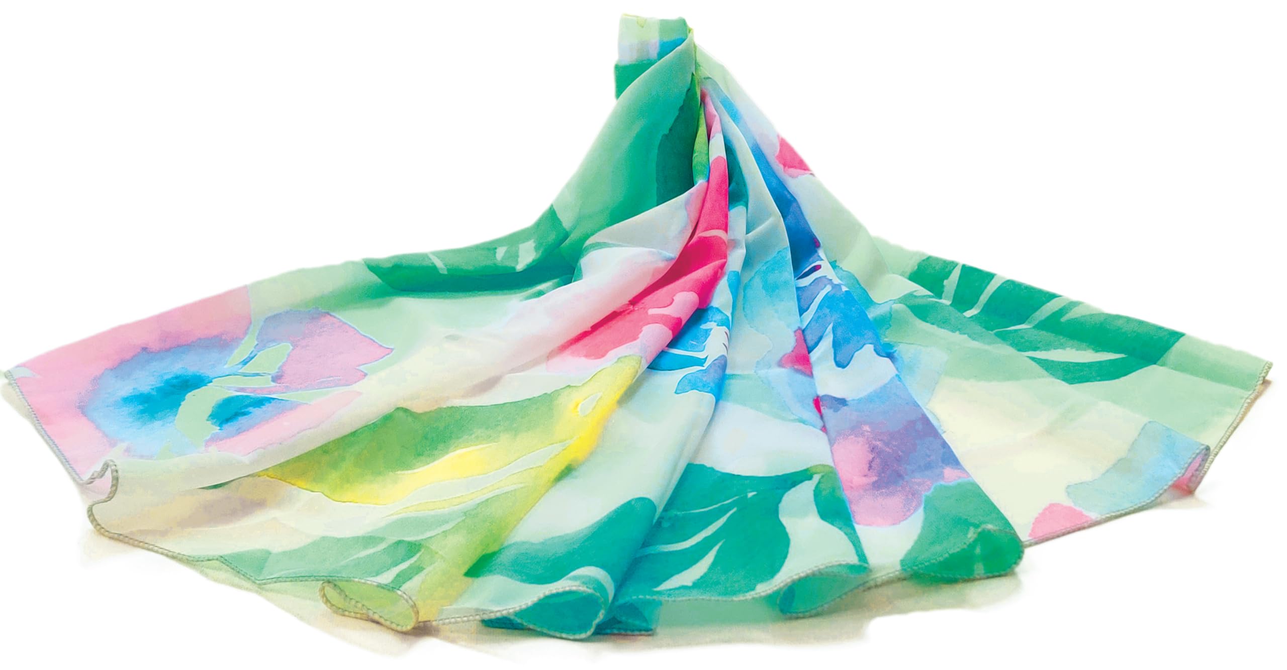 ONE ECHELON Georgette Women's Lightweight Long Scarf (Vibrant Watercolor)