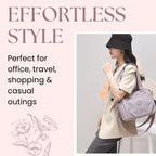 MOCA Women Nylon Tote Bag Lightweight Waterproof Handbag Large Capacity Multi Compartment Shoulder Crossbody Bag Daily Use Office Travel College Ladies Purse with Zipper (Lilac)