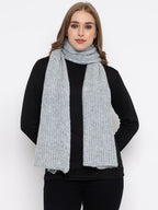 513 Women's Acrylic Woolen Solid Self Design Casual Warm Winter Wear Muffler Scarf Stole