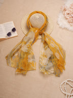 CrossKulture Scarf Stole for Women - 185 x 135 cm Chiffon Scarf with Floral Print | Lightweight Soft Stole for Girls | Satin Feel Neck Wrap | Women Accessory (Colour14)