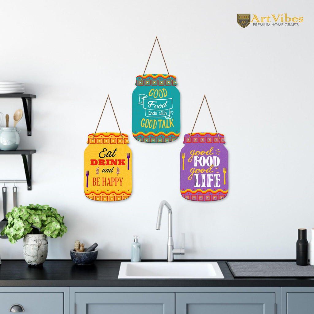 Artvibes Good Food Good Life Quotes Wall Hanger for Home Decor | Gifts | Wall Art | Decoration Wooden Hanging Items | Kitchen Wood Design | Quotes Decor Items | Decorative Artworks (WH_8909NN)