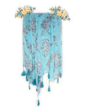 Chandwasia Fashion Floral Printed Scarf | Neck Shoulder Head Wrap Styling Dupatta Use | Polyester Chiffon Fabric Tassel Border Lightweight Soft Texture Pattern Women - Sky Blue