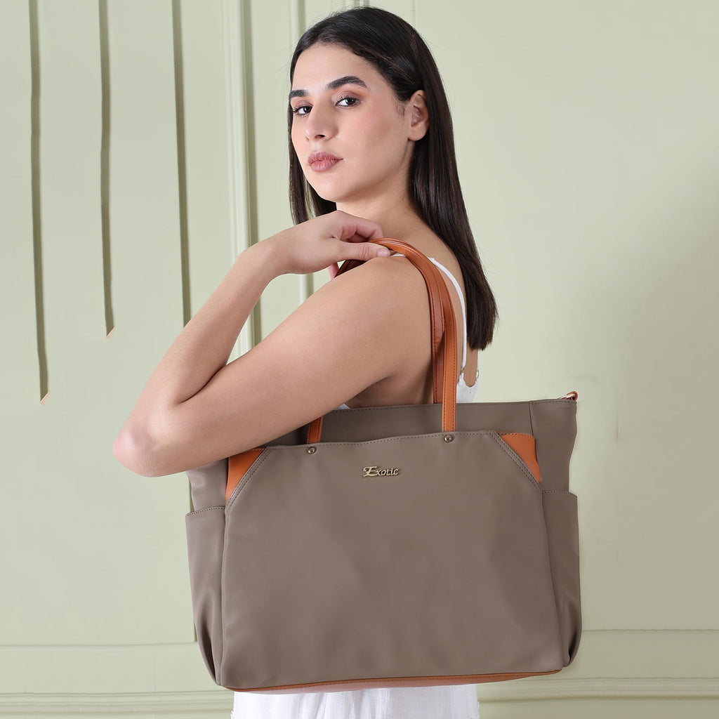 EXOTIC Women's Tote Bag with Crossbody Strap (KHAKI)