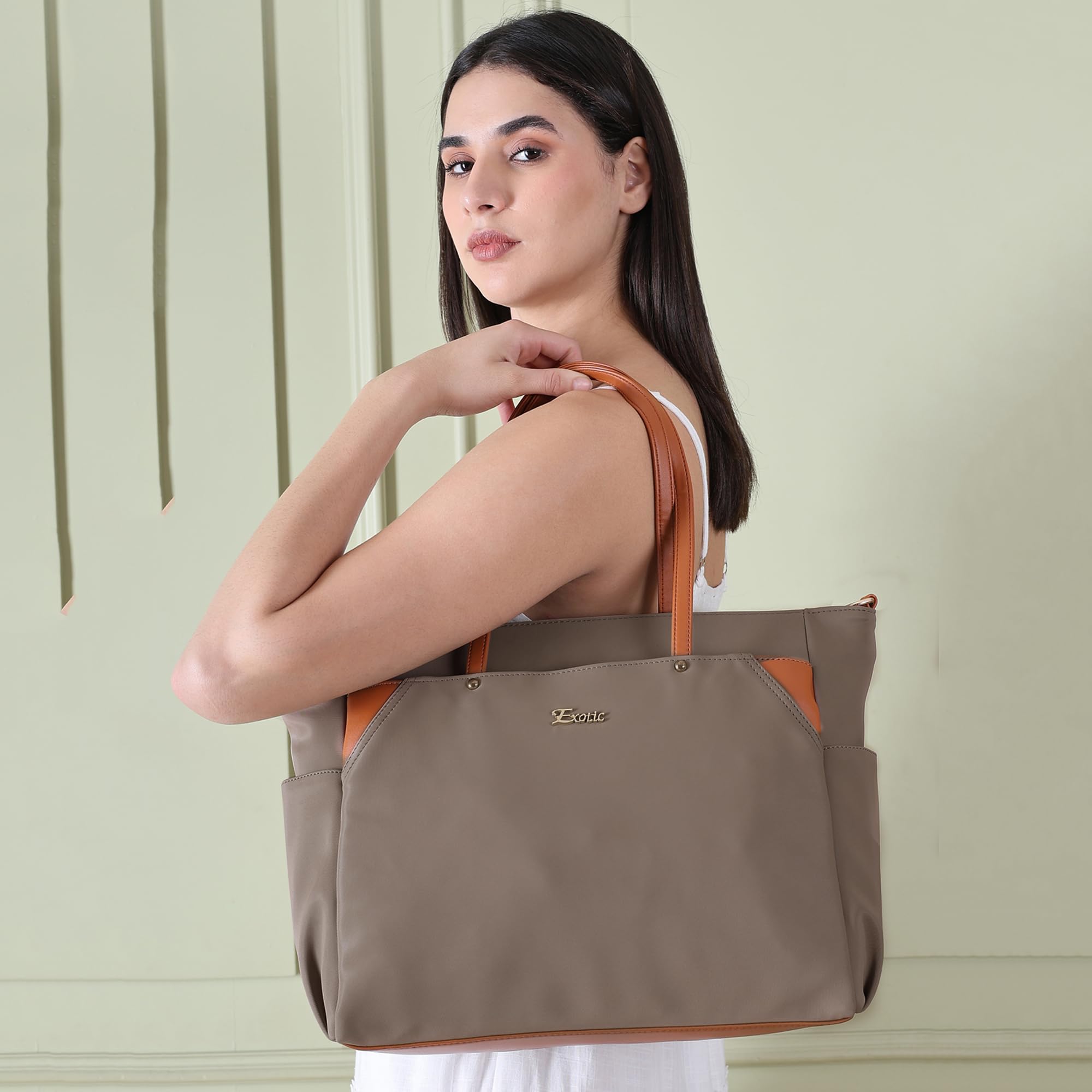 EXOTIC Women's Tote Bag with Crossbody Strap (KHAKI)