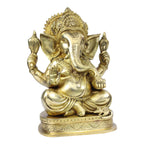 ARTVARKO Brass Lord Ganesha Murti in Blessing Posture Sitting with Modak Big Ganesh Bhagwan Idol Ganpati Metal Statue (Gold 11 Inch 6.6 Kg)