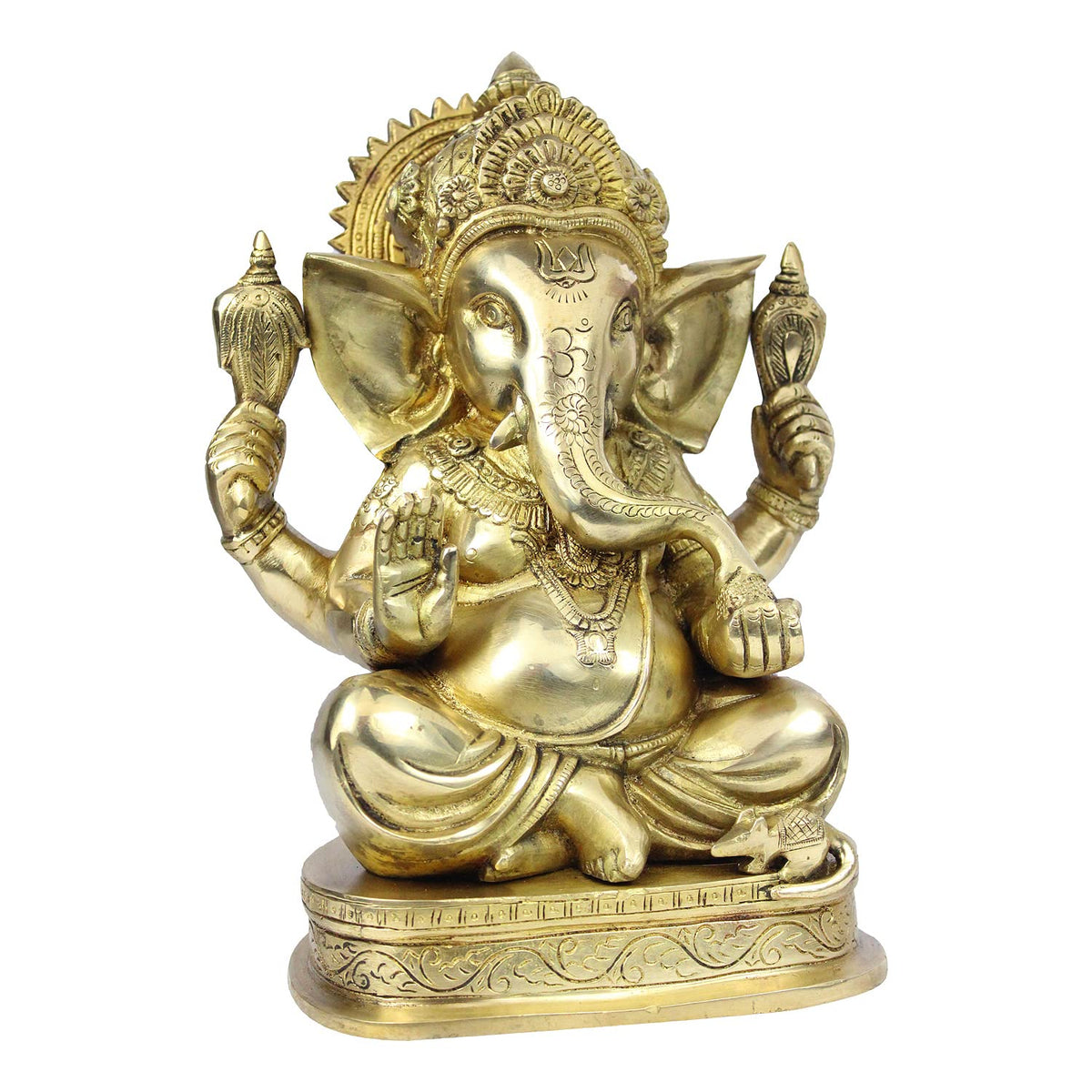 ARTVARKO Brass Lord Ganesha Murti in Blessing Posture Sitting with Modak Big Ganesh Bhagwan Idol Ganpati Metal Statue (Gold 11 Inch 6.6 Kg)
