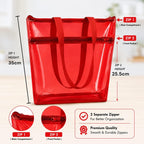 TERA 13 Transparent Tote Bag For Women & Girls, Clean PVC Shoulder Handbag, Waterproof Reusable Shopping Bag, Beach Bag, Travel Tote,Large Capacity Zipper Closure, Everyday Carry Bag (1 Pcs) (Red)