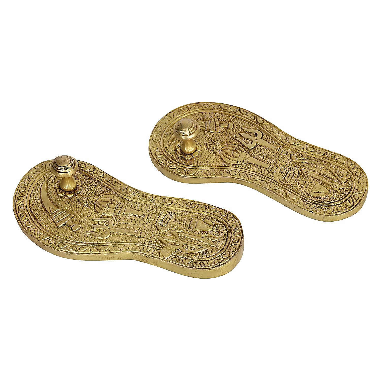 ARTVARKO Brass Charan Paduka Khadau (Feet) for Puja Spiritual Workship Wealth and Luck, Perfect for Diwali Gift Home 6 Inch