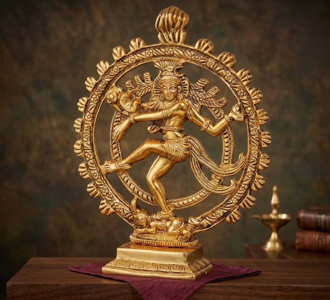 KridayKraft Metal Shiva Idol Natraj Statue for Home Decor,Gold Plated Dancing Shiva Natraja/Natrajan (Mahakal Murti) Showpiece Figurine Murti Deccoration & Gifts Article...