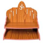 VJ Sons Wooden Wall Mounted Hanging Puja Temple Wood God Stand for Pooja Room | Mandir Devghar Stand Temple | Home Temple | Puja Mandir (Red 4)