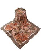 leeza store Women's Brown & Black Golden Polyester Satin Silk Square Digital Printed Scarf || Dupatta || Stole || Beach Wear || Fashion Accesorries || Bandana || Head Scarf || Hair Wrap