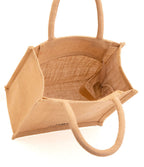 H&B Jute Lunch Tote Bag - Lunch Bag, Men's & Women's Classic Tote, Girls' Jute Handbag - Zip, Bottle Holder - Natural, Beige