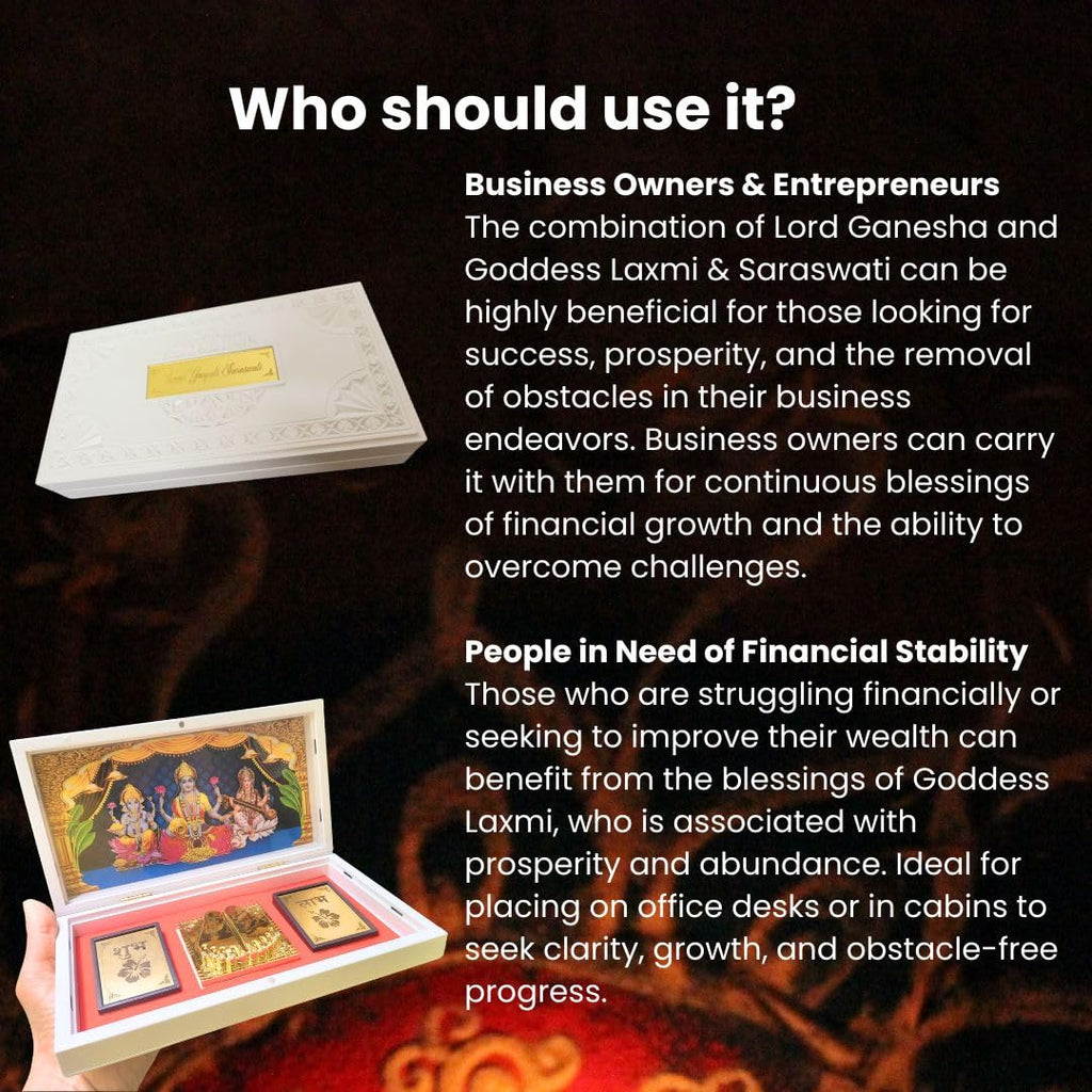 Enchanting Krystals Soulwise Festive Diwali Gift | Laxmi Ganesh Saraswati Portable Temple for Prosperity, Wisdom & Luck Diwali Housewarming Gift for Blessings & Success.