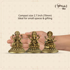 Shilpkala Ganesh, Laxmi & Saraswati Ji Brass Idol 2.7 Inch - Decorative Brass Items for Temple & Home, Spiritual Gift Item for Wedding & Farewell, Statue for Daily Worship (Coffee Antique)