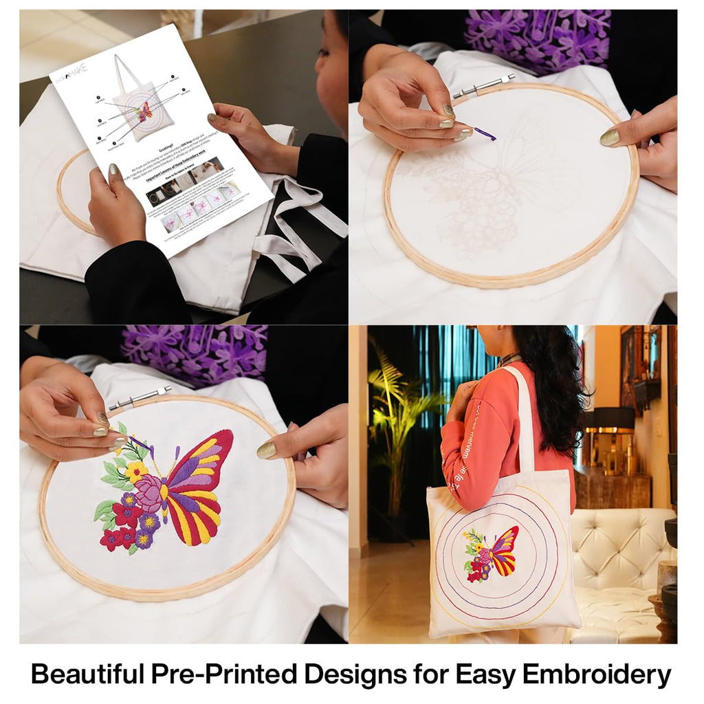 picknMAKE DIY Aesthetic & Stylish Embroidery Tote Bags for Women Office use with Zip – Stylish Cotton Canvas Tote Handbags for College, Office, and Everyday Use