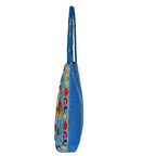 Craft Trade Women's Sky Blue Cotton Tote Bag with Zip Closure Elephant Printe Embroidered Shopping Bags - 38x34x5 CM