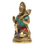 Artavrko Brass Lord Hanuman Blessed Bajrangbali Sculpture Murti Religious Idol for Puja Home Decor Gift 6 Inch