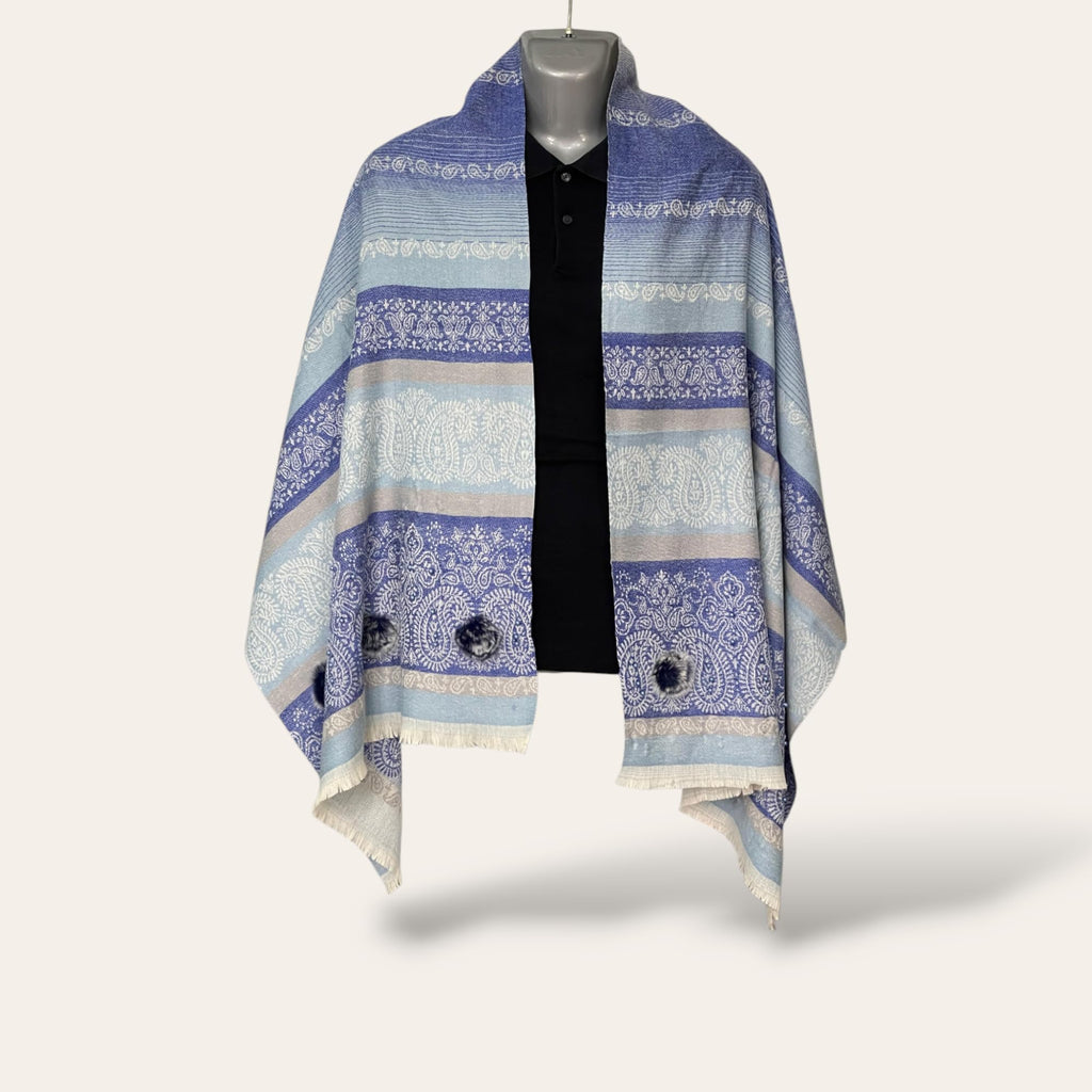 Huevess Kashmiri Winter Woolen Stole for Women (Blue)