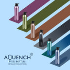 Aquench Stainless Steel Water Bottle, 1 Litre Capacity,Gym, Office, Boys, Girls, Men, Women, Kids, Fridge 1Ltr - 1000 ml, Leak-proof Sipper Cap (Pack of 1, Copper)