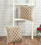 DECOMIZER Jacquard Geomteric Cushion Covers 16 inch x 16 inch Set of 2 Ethnic Motifs Cushion Covers,Design- Diamond,Color- Cream-240 TC